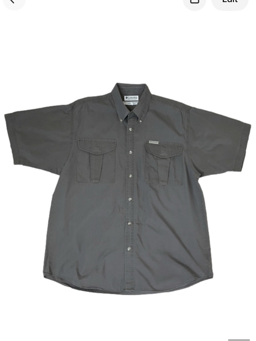 Columbia Men's Gray Button Down Flap Pocket Cotton Outdoor Shirt - Sz Large